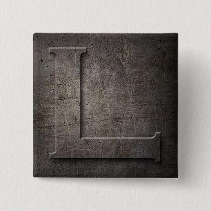 Bronze Black Metal L Monogram Square Button