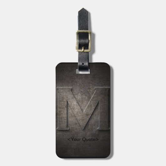Bronze Black Metal M Monogram Travel Gepäckmarke Gepäckanhänger (Vorderseite vertikal)