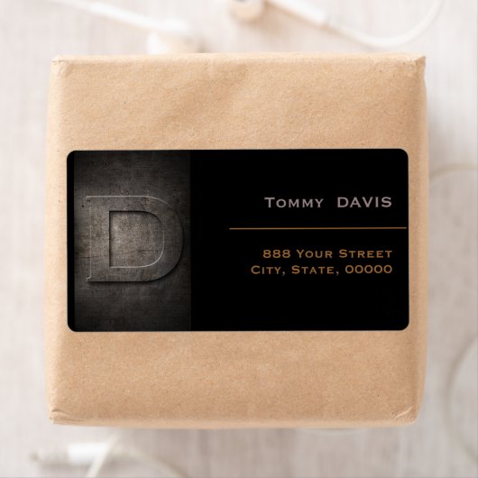 Bronze Black Metal Monogram D Address Label (Insitu)