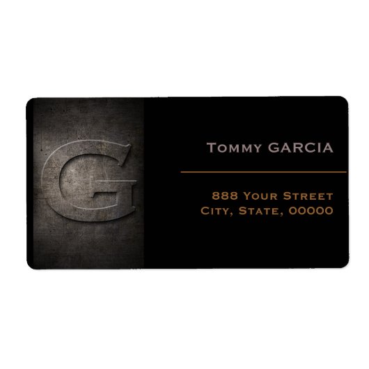 Bronze Black Metal Monogram G Address Label (Vorne)