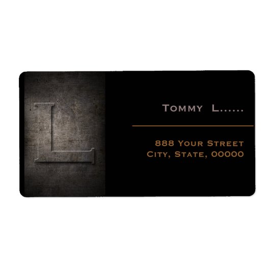 Bronze Black Metal Monogram L Address Labels (Vorne)