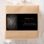 Bronze Black Metal Monogram M Adressetikett (Insitu)