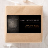 Bronze Black Metal Monogram U Address Labels (Insitu)