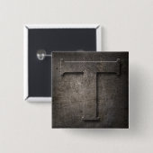 Bronze Black Metal T Monogram Square Button (Vorne & Hinten)