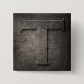 Bronze Black Metal T Monogram Square Button (Vorderseite)