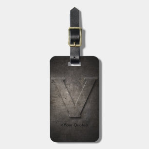 Bronze Black Metal V Monogram Travel Luggage Tag Gepäckanhänger