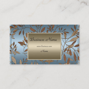 Bronze Blau Braune Florale Elegante Visitenkarte