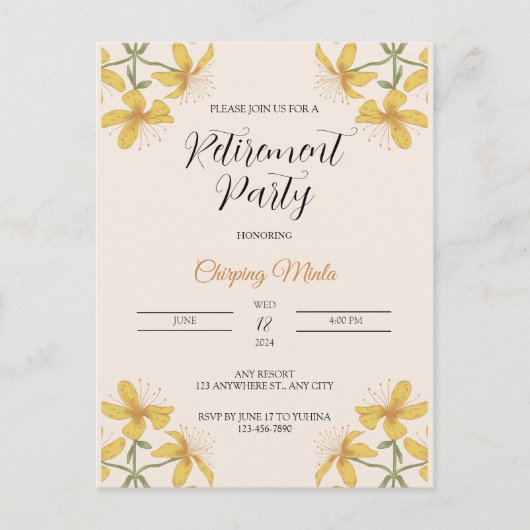 Bronze-Blumenrente Invitative Postkarte (Vorderseite)