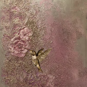 Bronze Blush, Gold Hummingbird, Embossed Patina Seidenpapier