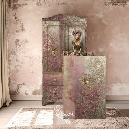 Bronze Blush, Gold Hummingbird, geprägtes Floral Seidenpapier