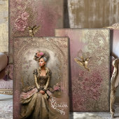 Bronze Blush Victorian Woman Gold Hummingbirds Geschenkpapier Set