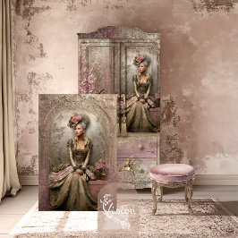 Bronze Blush Victorian Woman Portrait Art  Seidenpapier