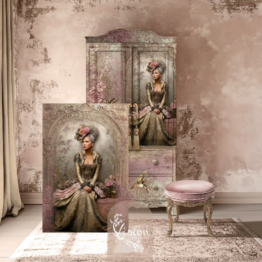 Bronze Blush Victorian Woman Portrait Art  Seidenpapier