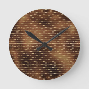 Bronze Braune Farbe Goldene Pfeile Bogenschießen B Runde Wanduhr