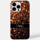 Bronze-braune Imitate Glitzer glänzen Monogramm Case-Mate iPhone Hülle (Rückseite)