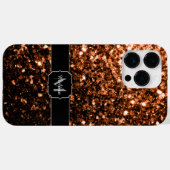 Bronze-braune Imitate Glitzer glänzen Monogramm Case-Mate iPhone Hülle (Rückseite (Horizontal))