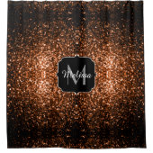 Bronze-braune Imitate Glitzer glänzen Monogramm Duschvorhang (Vorderseite)