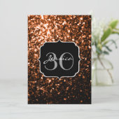 Bronze-braune Imitate Glitzer glänzen Monogramm Einladung (Stehend Vorderseite)