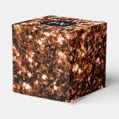 Bronze-braune Imitate Glitzer glänzen Monogramm Geschenkschachtel (Rückseite)