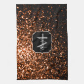 Bronze-braune Imitate Glitzer glänzen Monogramm Handtuch (Vertikal)