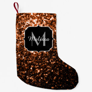 Bronze-braune Imitate Glitzer glänzen Monogramm Kleiner Weihnachtsstrumpf