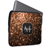 Bronze-braune Imitate Glitzer glänzen Monogramm Laptopschutzhülle (Vorne Rechts)