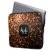 Bronze-braune Imitate Glitzer glänzen Monogramm Laptopschutzhülle (Vorderseite Links)