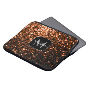 Bronze-braune Imitate Glitzer glänzen Monogramm Laptopschutzhülle