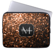 Bronze-braune Imitate Glitzer glänzen Monogramm Laptopschutzhülle (Vorderseite)
