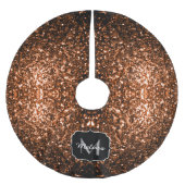 Bronze-braune Imitate Glitzer glänzen Monogramm Polyester Weihnachtsbaumdecke (Vorderseite)