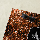 Bronze-braune Imitate Glitzer glänzen Monogramm Strandtuch (Beispiel)