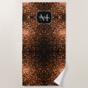 Bronze-braune Imitate Glitzer glänzen Monogramm Strandtuch