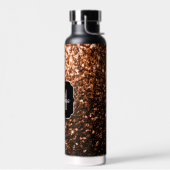 Bronze-braune Imitate Glitzer glänzen Monogramm Trinkflasche (Links)