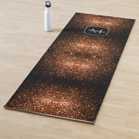 Bronze-braune Imitate Glitzer glänzen Monogramm Yogamatte (Beispiel)