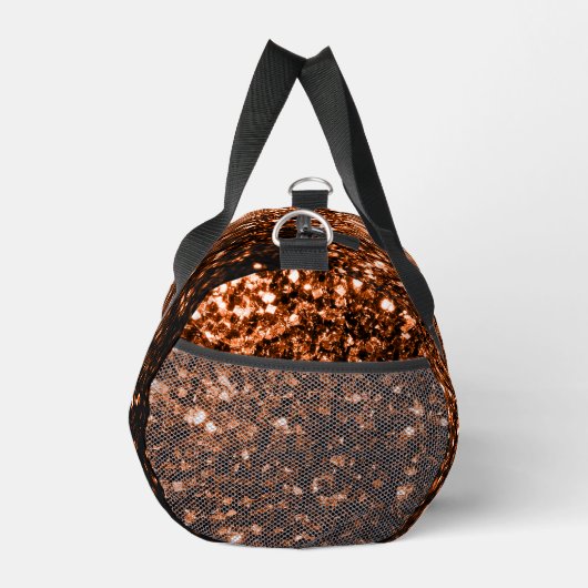 Bronze-braune Imitate Glitzer Glitzern Monogramm Duffle Bag (Rechts)