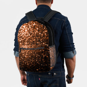 Bronze braune Imitate Glitzer Glitzern und schwarz Bedruckter Rucksack