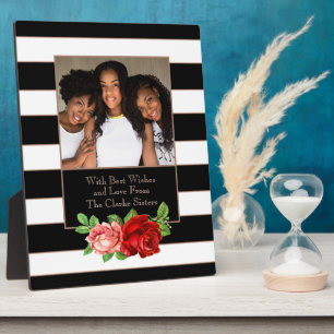 Bronze-Bronze, Schwarz und Weiß Streifen - Kundens Fotoplatte