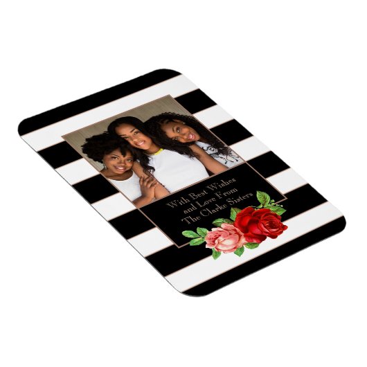 Bronze-Bronze, Schwarz und Weiß Streifen - Kundens Magnet (Rechte Seite)