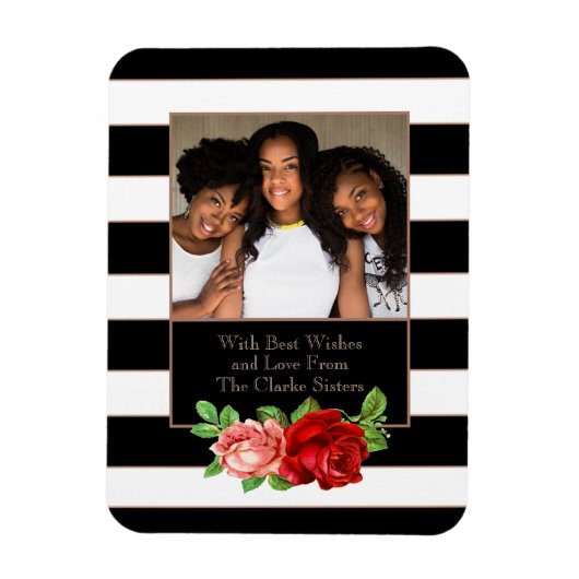 Bronze-Bronze, Schwarz und Weiß Streifen - Kundens Magnet (Vertikal)