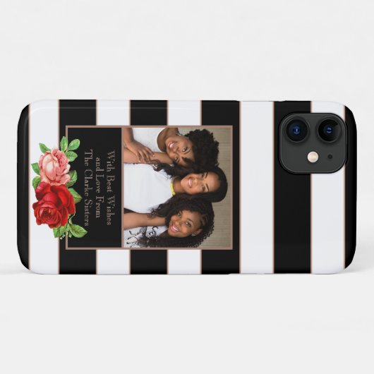 Bronze-Bronze-Schwarz-Weiß-Streifen - kundenspezif Case-Mate iPhone Hülle (Rückseite (Horizontal))