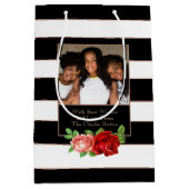 Bronze-Bronze-Schwarz-Weiß-Streifen - kundenspezif Mittlere Geschenktüte (Vorderseite)