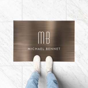 Bronze Brown Brushed Metal Monogram Fußmatte