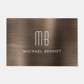 Bronze Brown Brushed Metal Monogram Fußmatte (Vorderseite)