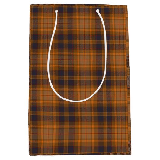 Bronze Brown Checkered Elegant Mittlere Geschenktüte (Vorderseite)