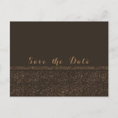 Bronze Brown Chic Sparkling Glam Save the Date Ankündigungspostkarte (Vorderseite)