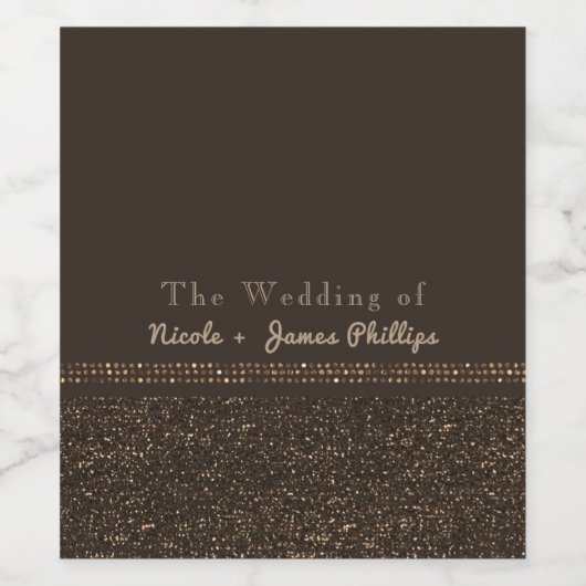 Bronze Brown Chic Sparkling Party Weinkeller Weinetikett (Einzelnes Label)