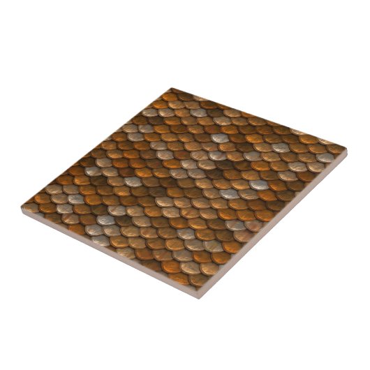 Bronze Brown Mermaid Fish Scale Dragon Texture Fliese (Seite)