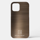 Bronze Brown Metallic Monogram Case-Mate iPhone Ca Hülle (Rückseite)