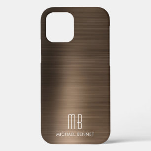 Bronze Brown Metallic Monogram Case-Mate iPhone Ca Hülle