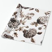 Bronze Brown Vintag Botanische Blumenstadt Geschenkpapier (Ungerollt)